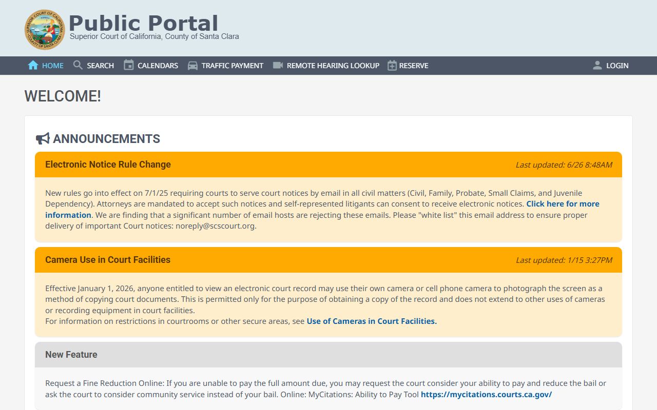 Santa Clara County court records after arrest public case portal